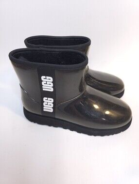 UGG Classic Clear Mini Waterproof Rain Boots Black Women’s Size 11